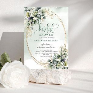 Frisches Chic Grün Gold Boho Hochzeitsdusche-Einla Einladung