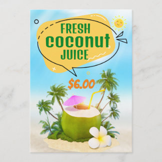 Frisches Coconut Juice Menü Menükarte