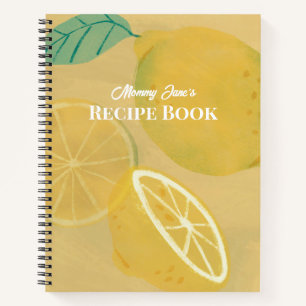 Frisches gelbes Aquarell-Limonen-Frucht-Rezept Notizbuch