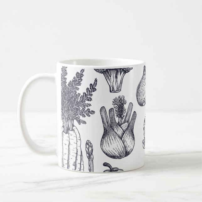 Frisches Gemüse nahtlos Muster. Brokkoli, Karro Kaffeetasse (Links)