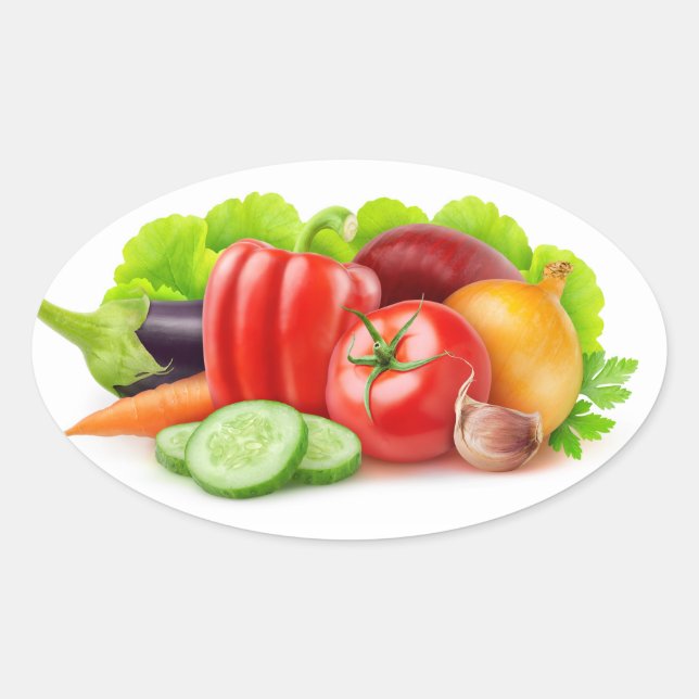 Frisches Gemüse Ovaler Aufkleber (Vorderseite)