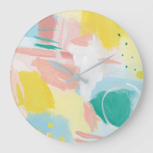 Frisches Gesicht Abstrakt - Frühlingsfarben Große Wanduhr