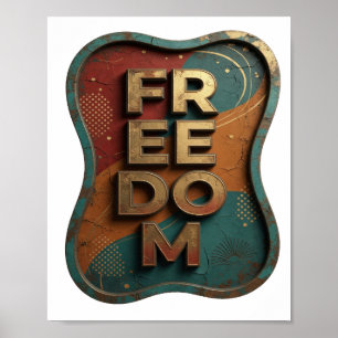 Frisches Gold FREEDOM 3D-Textkunst Poster