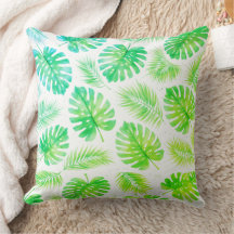 Frisches grünes Monstera- und Palmblatt-Wasserfarb
