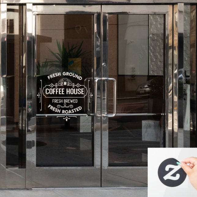 Frisches Kaffeehaus Fensteraufkleber (Büro Tür)