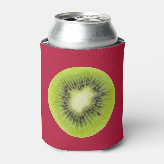 Frisches Kiwi. Runde Scheibe abgeschieden Dosenkühler (Kanne Vorderseite)