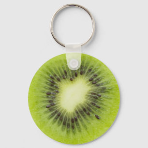 Frisches Kiwi. Runde Scheibe abgeschieden Schlüsselanhänger