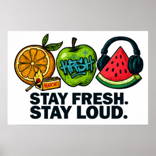 Frisches & Lautes Pop-Art-Fruchtposter Poster