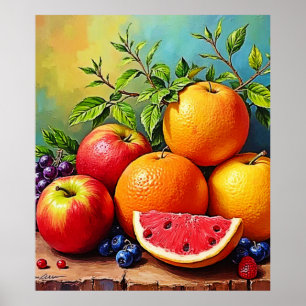 Frisches Obst in perfektem Mix Design Poster