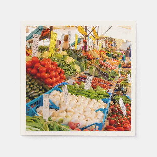 Frisches Obst und Gemüse auf dem Markt für Bauern Serviette (Vorderseite)