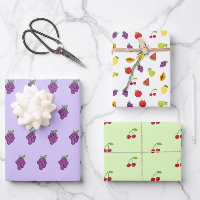 Frisches Obst-Verpackungsblätter Geschenkpapier Set (Vorderseite)