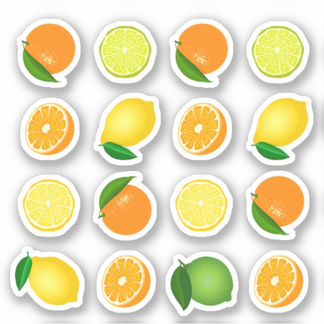 Frisches Orange- und Zitronenaufkleber Aufkleber (Vorderseite)