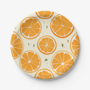 Frisches Orangen-Scheiben-Muster – Helle Zitrusfru Pappteller