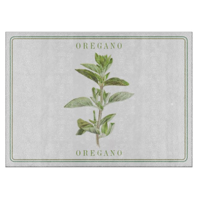 FRISCHES OREGANO 15x11 Glasschneidboard Schneidebrett (Vorderseite)