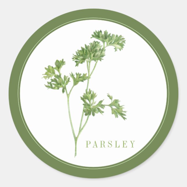 FRISCHES PARSLEY Große runde Sticker (+Text) Grün (Vorderseite)