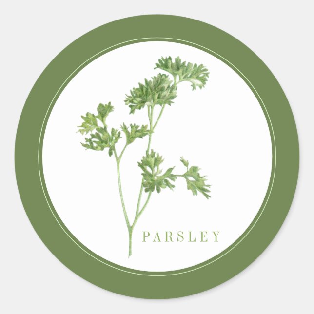 FRISCHES PARSLEY Kleine runde Sticker (+Text) Grün (Vorderseite)