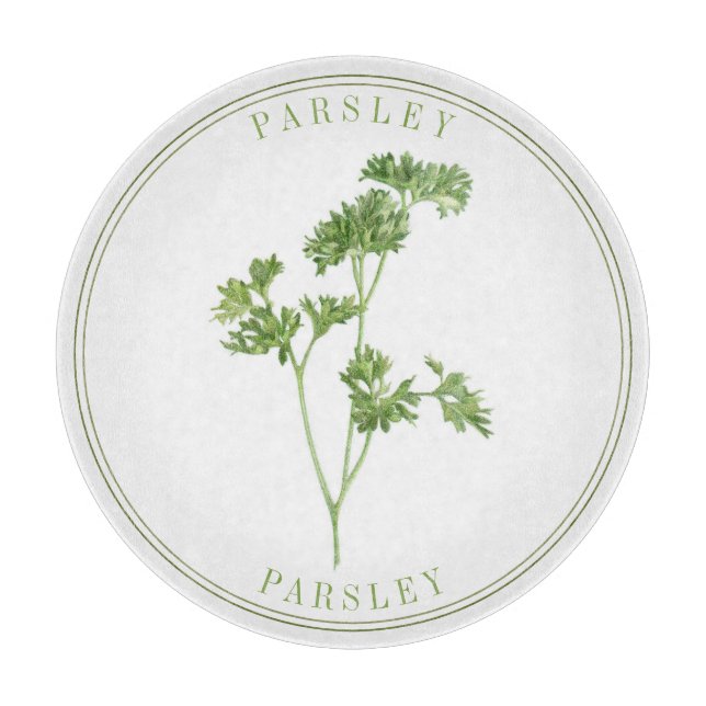 FRISCHES PARSLEY Rundglas Schneidebrett (Vorderseite)