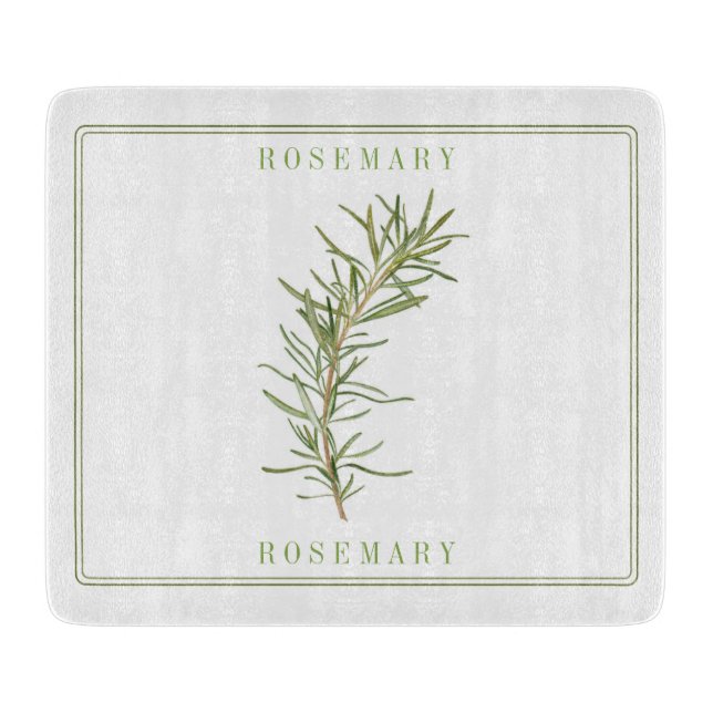 FRISCHES ROSEMARY 6x7 Glas Cutting Board Schneidebrett (Vorderseite)