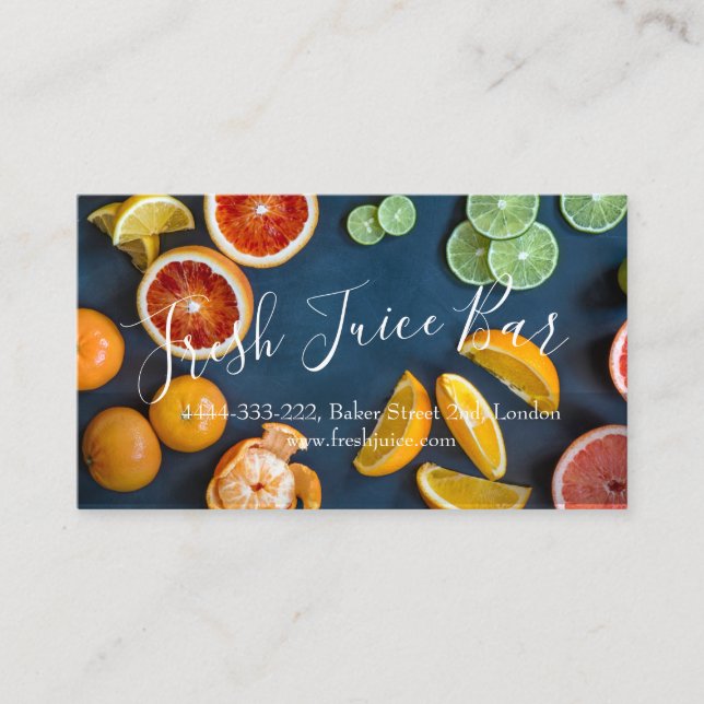 Frisches Saft-Bar-vegetarisches veganes gesundes Visitenkarte (Vorderseite)