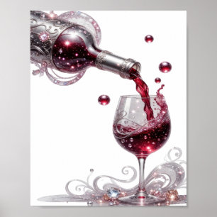 Frisches Silber ROTWEIN Künstlerisches Motiv Poster