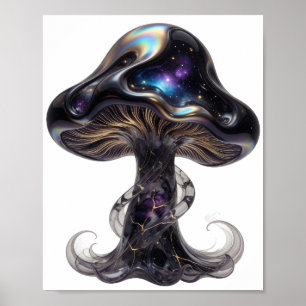 Frisches Silber SPACE MUSHROOM Custom Design Poster