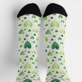 Frisches Smaragd-Wasserfarben-Herz & Goldstaub-Soc Socken