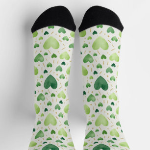 Frisches Smaragd-Wasserfarben-Herz & Goldstaub-Soc Socken