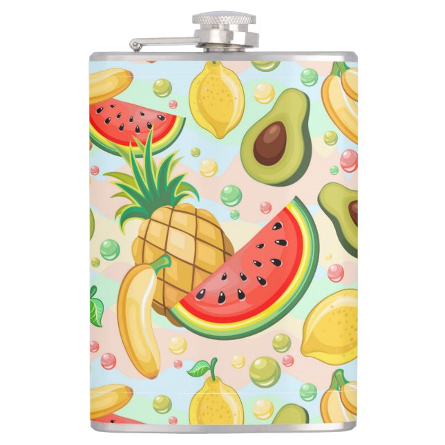 Frisches Sommerkulstmuster Flachmann (Vorderseite)