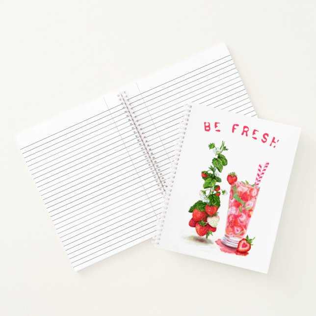 Frisches Strawberry Drink Notebook - Custom Text Notizbuch (Innenseite)