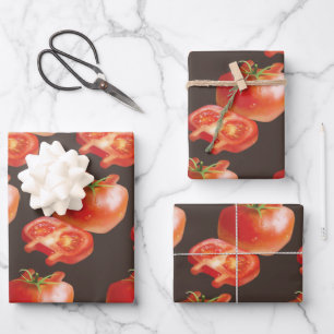 Frisches Tomatenmuster: Saftige rote Küchenkunst Geschenkpapier Set