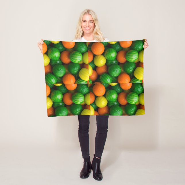 Frisches Zitrusfrüchte Farbige Muster Fleece-Decke Fleecedecke (Beispiel)