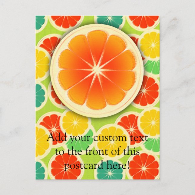 Frisches Zitrusfrüchtedesign, Niedlich farbenfroh Postkarte (Vorderseite)