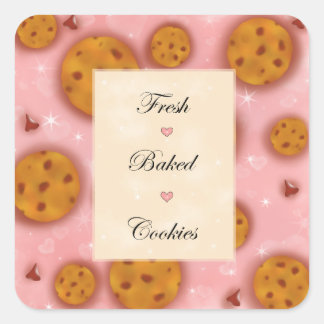 "Frischgebackene Cookies" Schokolade Chip Cookies Quadratischer Aufkleber