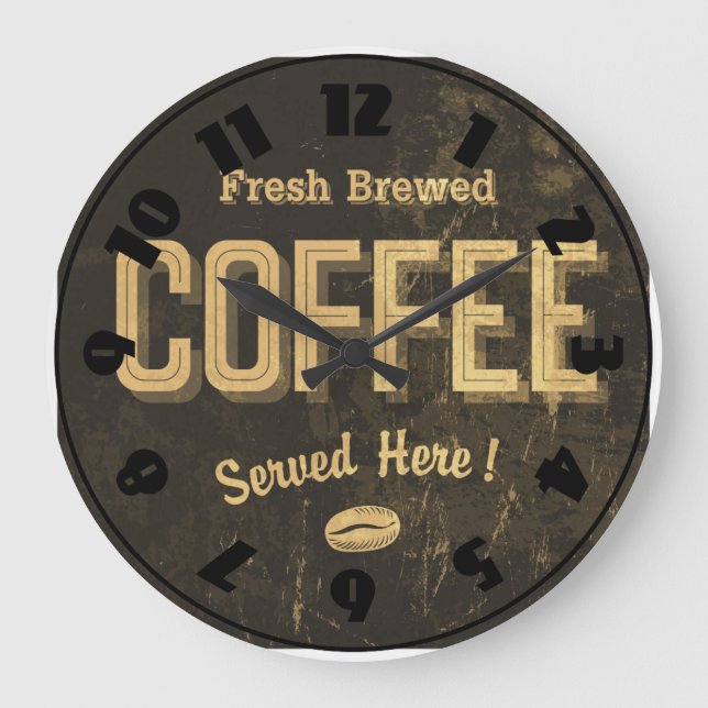 Frischgebrühte Kaffeemaschine Große Wanduhr (Vorderseite)