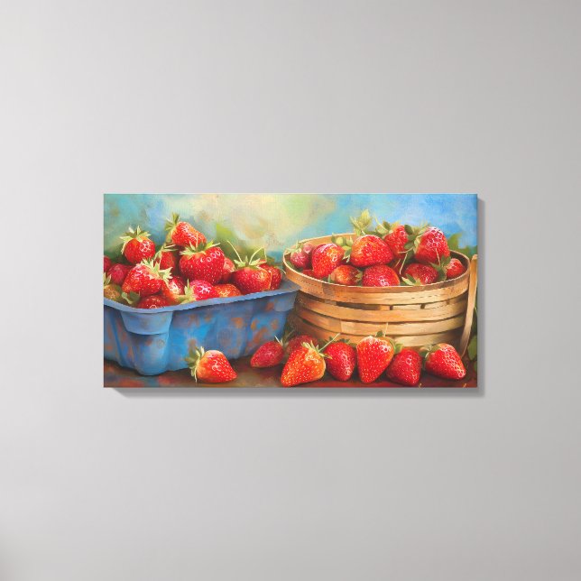 Frischgepflückte Erdbeeren Leinwanddruck (Vorderseite)