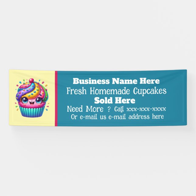 Frischhausgemachte Cupcakes Verkäufer Banner (Horizontal)