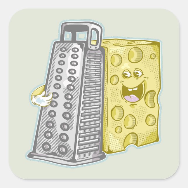 Frischkäse und Käsegrater Quadratischer Aufkleber (Vorderseite)