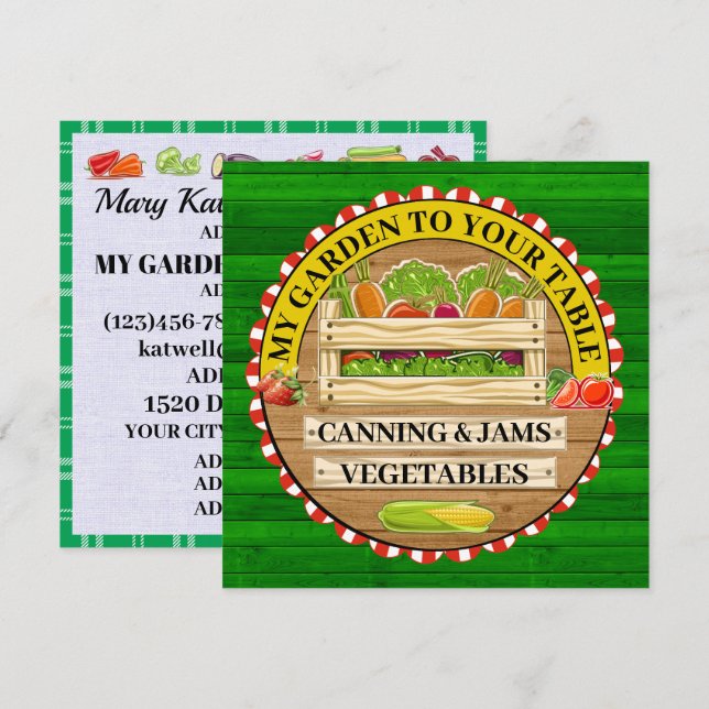 Frischprodukte und Reservekarte Dankeskarte (Vorne/Hinten)