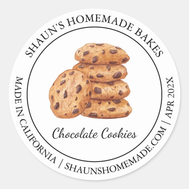 Frischschokolade Cookies Backen Modernes Label Runder Aufkleber (Vorderseite)