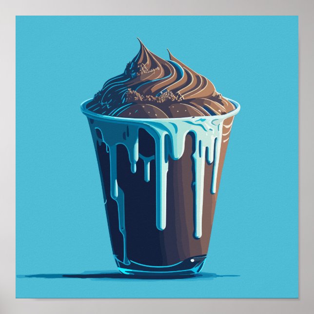 Frischschokolade Eiscreme im Plastik-Cup Poster (Vorne)