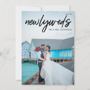 Frischvermählte B 3 Foto & Typografie Hochzeitsemp Einladung