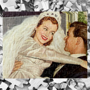 Frischvermählte bei einer Vintage-Hochzeit, glückl