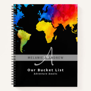 Frischvermählte BUCKET LIST Welt Reisekarte Thema Notizbuch