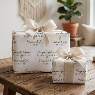 Frischvermählte   Elegantes individuelles Hochzeit Geschenkpapier