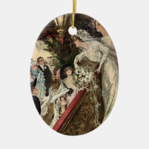 Frischvermählte im Vintage-Stil, viktorianische Br Keramikornament