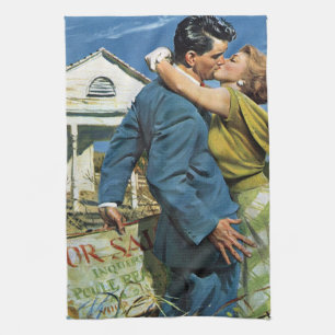 Frischvermählte mit Vintage-Liebe und Romantik kau Geschirrtuch