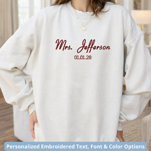 Frischvermählte Moderne Schrift Wifey-Hochzeitsr Besticktes Sweatshirt