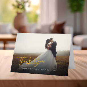 Frischvermählten-Foto-Script Elegant Dankeskarte