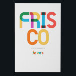 Frisco Texas Mitte Jahrhundert, Pop Art, Künstlicher Leinwanddruck<br><div class="desc">Frisco Texas klassischer Retrostil aus dem 60er 70er und 80er. Helle Primärfarben im abstrakten Kunststil des 20. Jahrhunderts mit einfachen geometrischen Elementen. Vintage Pop Kunst. Einfach fett,  trage deine Heimatstadt laut aus.</div>