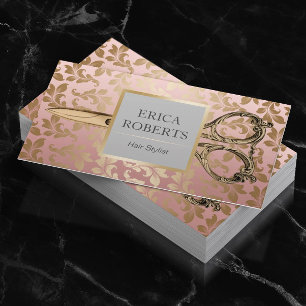 Friseur Antique Schere Rose Gold Damast Visitenkarte